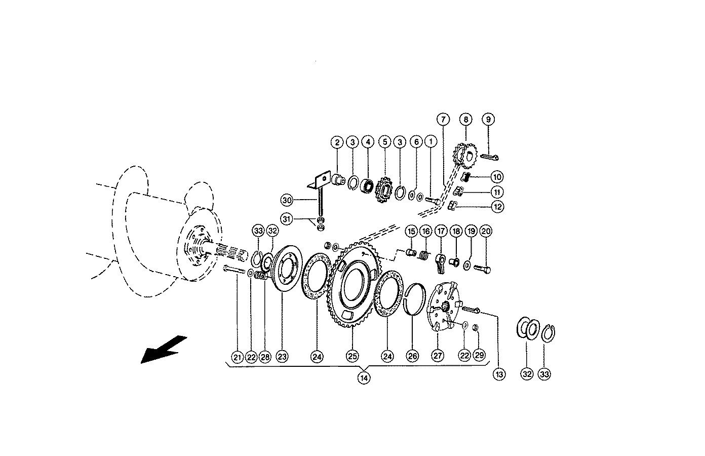 Привід живильного шнек жатки (7,5 м) комбайна CLAAS Lexion