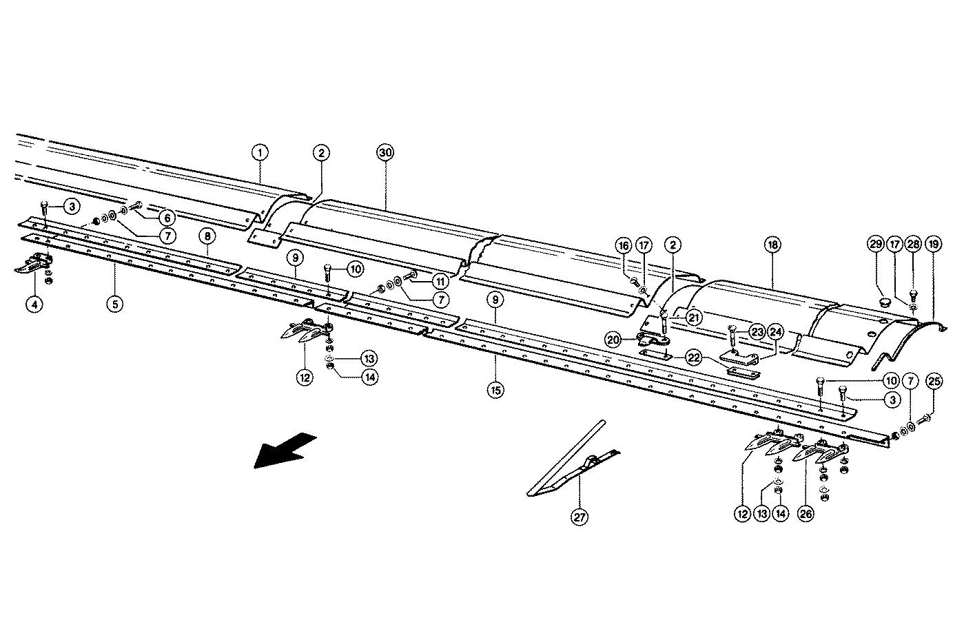 Пальцевий брус 2 жатки (6 м) комбайна CLAAS Lexion
