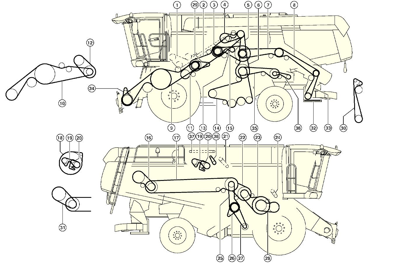 Елементи приводу комбайна CLAAS Lexion 580