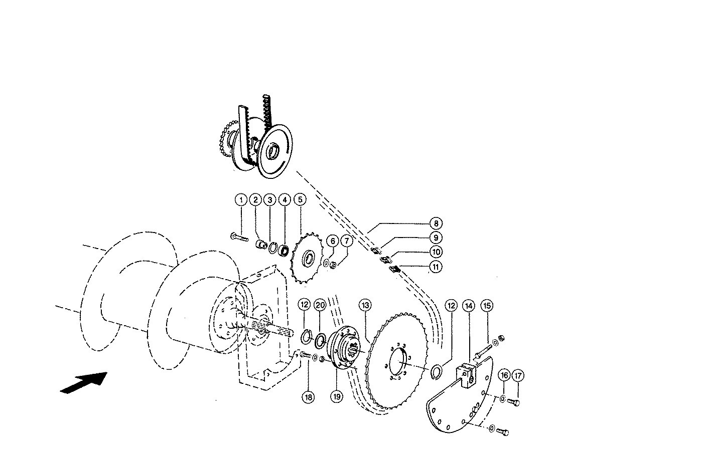 Правий контерпривід жатки (9 м) комбайна CLAAS Lexion